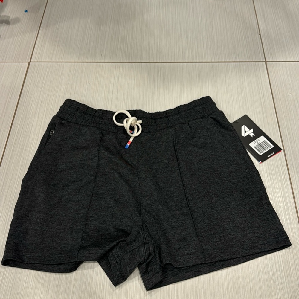 Fourlaps NWT Stratus Short Black Heather with drawstring, very soft. Dark Grey. - Picture 2 of 11